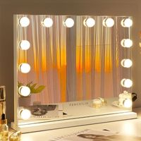 Fenchilin Hollywood Makeup Mirror - Grand miroir de maquillage avec 14 lumières LED - 3 modes d'éclairage réglables - blanc 50x42cm