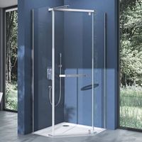 Paroi de douche pentagonale 100x100 Sogood Ravenna8 cabine de douche transparent en verre de sécurité 8mm avec revêtement NANO