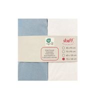 Steff - Drap housse - 70x140 cm - jersey coton - lot de 2 Blanc + Bleu - avec label de qualité OEKO tex standard 100
