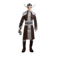 Déguisement Viking pour homme - Marron - Tunique, ceinture, casque et couvre-bottes