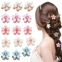 15 Pcs Mini pinces à cheveux en perles, petites pinces à cheveux mignonnes, pinces à cheveux en forme de fleurs
