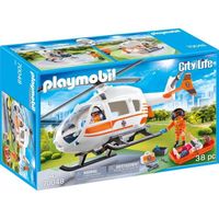 PLAYMOBIL - 70048 - City Life Les Secouristes - Hélicoptère de secours avec piste d'atterrissage et accessoires