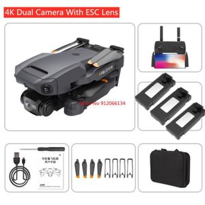 DRONE noir 4k dualESC3-Drone pliable 8K avec ESC HD, cam