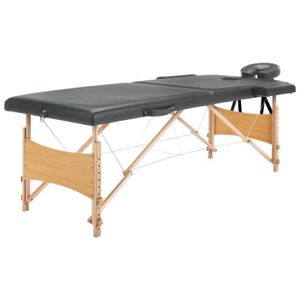 TABLE DE MASSAGE - TABLE DE SOIN Table de massage avec 2 zones cadre en bois 186 x 68 cm gris anthracite