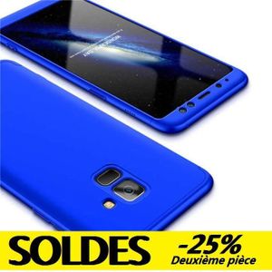 COQUE - BUMPER Coque Samsung Galaxy A8 Plus 2018,Robuste 3 en 1 Dur Anti-rayures Mat PC Couverture 360 degrés Cover-Bleu
