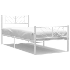 STRUCTURE DE LIT Cadre de lit métal avec tête de lit-pied de lit bl