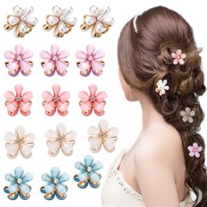BARRETTE - CHOUCHOU 15 Pcs Mini pinces à cheveux en perles, petites pinces à cheveux mignonnes, pinces à cheveux en forme de fleurs