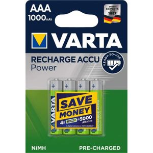 PILES batterie rechargeable Varta Accu Ready2Use AAA Ni-Mh (4-Pack, 1000 mAh)
