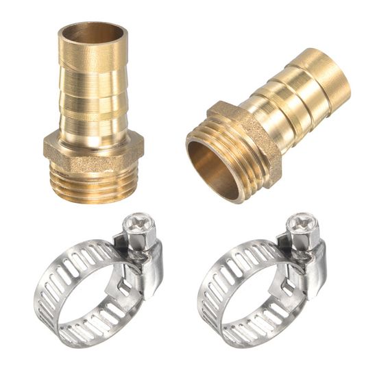 sourcing map Raccord de tuyau cannelé droit en laiton 8 mm x G3/4 filetage mâle avec collier de serrage en acier inoxydable