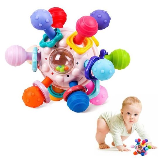 Balles Sensorielles pour Bébé - Jouet Tactile à Saisir pour Enfants, Dentition et Jeu pour Améliorer l'Expérience Visuelle (Gris
