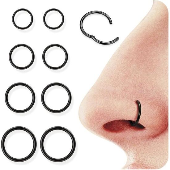 Double Cerceau Acier 316L 20G Anneau De Nez - Pour Septum, Cartilage, Helix, Bijou Piercing Sans Couture Anneau Double Nez Piercing