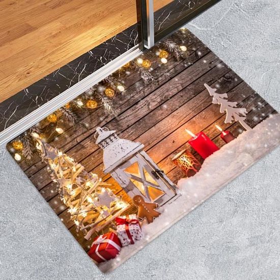 Tapis De Noël 3D Illusion D'optique - Père Noël Cheminée, Rond, Antidérapant - Décoration Fêtes - 6