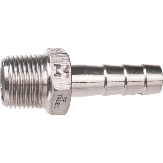 Raccord Cannelé Acier Inox 304 - 2 Pièces, Filetage Femelle 8mm Vers 3/8", Pour Eau, Air, Carburant - 12