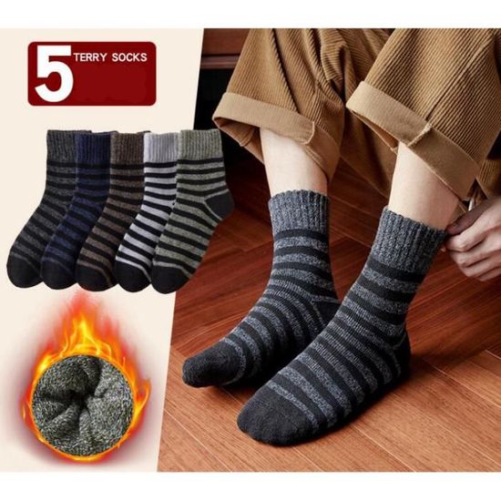 Chaussettes en Laine pour Homme 5 pairs Chaussette Homme Hiver Chaussette  Femme Homme Hiver en Laine Coton Tricot Chaude Épaisse Hiver Sports de  plein air Cadeaux de Noël : : Mode