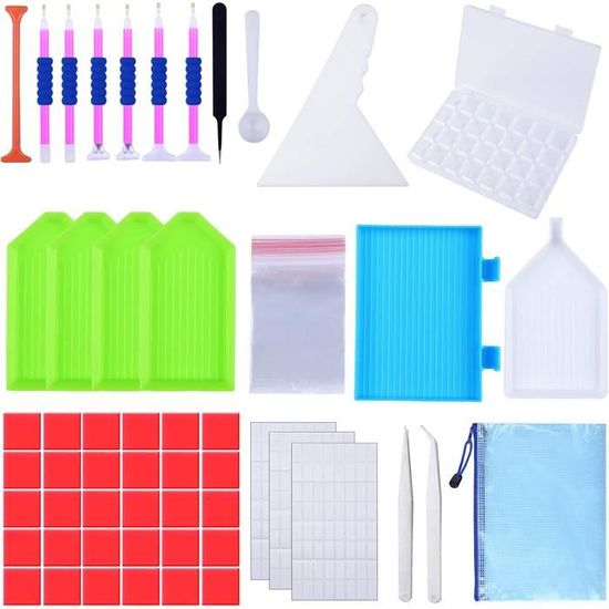 AIFUDA Lot de 22 stylos de peinture diamant 5D avec 12 embouts filetés pour loisirs créatifs