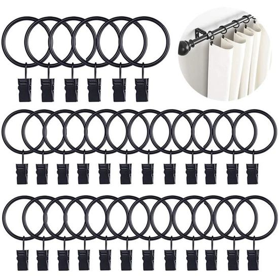 Lot De 70 Anneaux De Rideau Métal 25 Mm Avec Clips - Pour Tringles Standard, Décoration Et Loisirs Créatifs