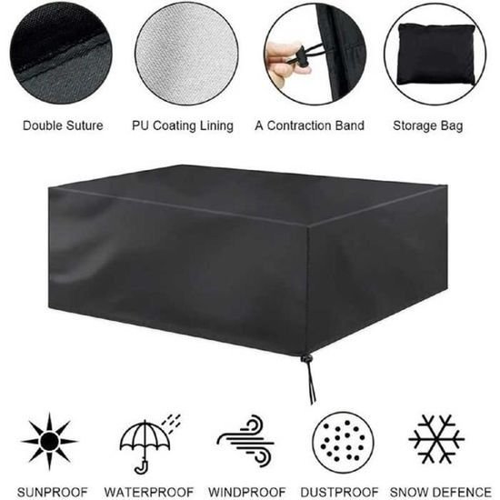 Housse De Protection Salon De Jardin ZUROJ 320x70x60 Cm – Tissu Oxford 420D Imperméable, Anti-UV, Cordon De Serrage