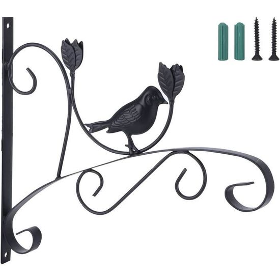 1 Pièces Supports De Panier Suspendu En Fer Forgé En Métal, Suspension Mural Crochet Plante, Support Panier De Jardin, Pour Pot Fleur Mangeoire à Oiseaux Carillons Lanternes Extérieur
