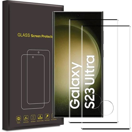 Protection d'écran en verre trempé Bord à Bord Incurvé pour Samsung Galaxy  S23 Ultra 5G, Noir