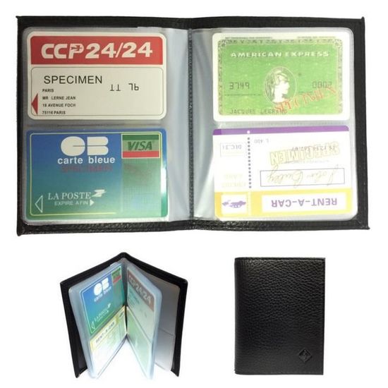 Carnet 64 cartes pour carte bancaire, fidélité, visite, format portefeuille  pochette plastifiée, en cuir / étui RFID