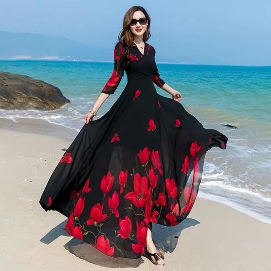 Robe Longue En Mousseline De Soie - Taille Unique (S-2XL) - Multicouleur - Neuve Avec étiquettes