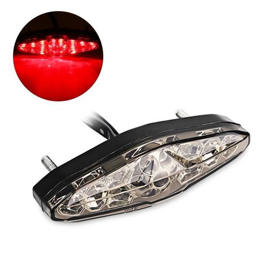 Feu Arrière LED Moto 28 LEDs - Lampe Frein Fumée Avec Plaque Immatriculation Pour Moto ATV