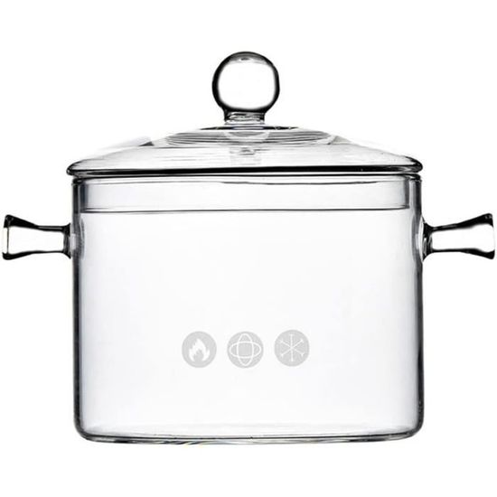 Poêle à Pâtes Transparent 1.5L - Casserole En Verre Induction Compatible Vitrocéramique, Idéale Fondue Fromage Et Chauffage Lait