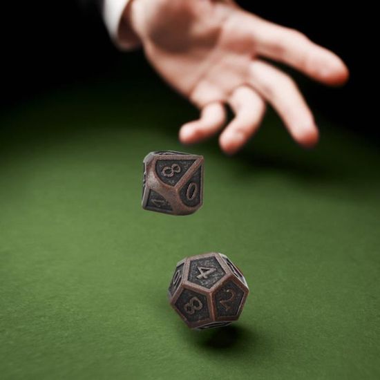 Lot De 7 Dés Polyédriques DND En Métal Avec Boîtier Montre De Poche Steampunk Dragon - Cadeaux Pour Joueurs De Rôle