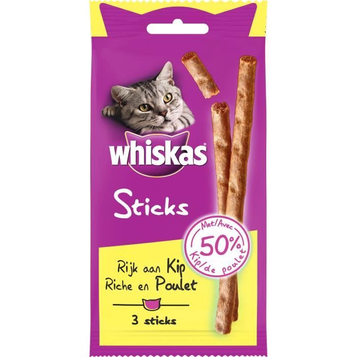 WHISKAS Stick poulet pour chat - 3x6g