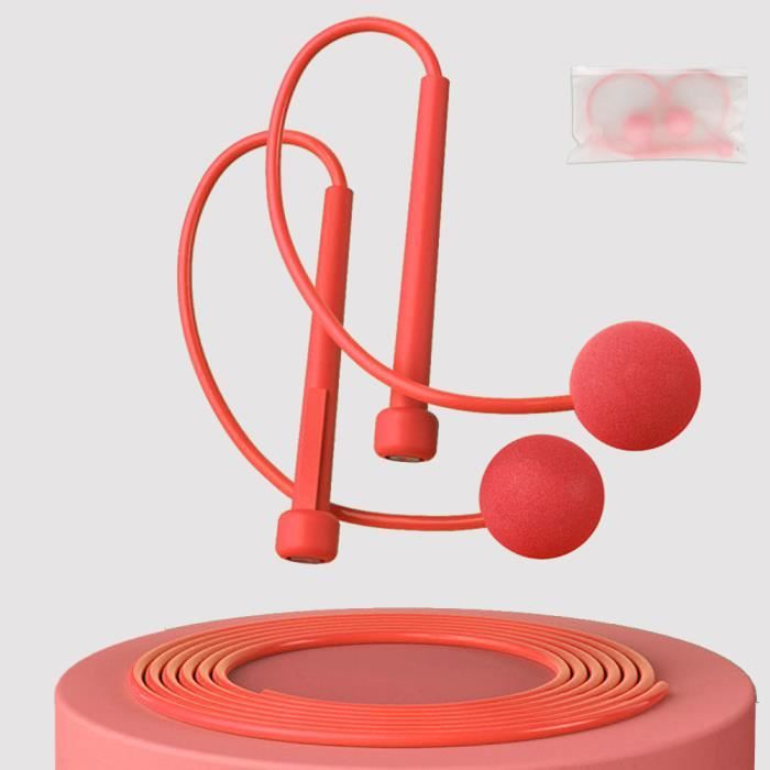 Corde à Sauter,2 Pièces/Ensemble Corde à Sauter sans Fil Fitness Corde à Sauter Réglable pour Hommes Femmes Enfants,Rouge