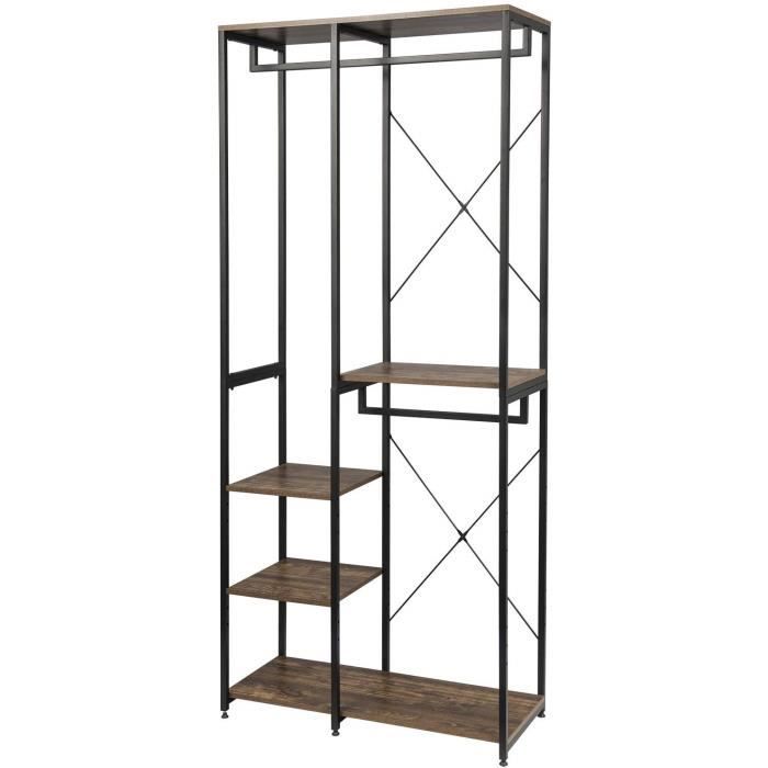 EUGAD Porte-Manteaux en MDF et métal avec étagère de rangement et 2 tringles 90x40x213cm