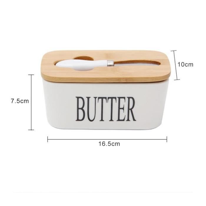 Plateau,Boîte à beurre en céramique scellée De style nordique, couvercle en bois pour tableau blanc - Type 16.5x10x7.5cm #A