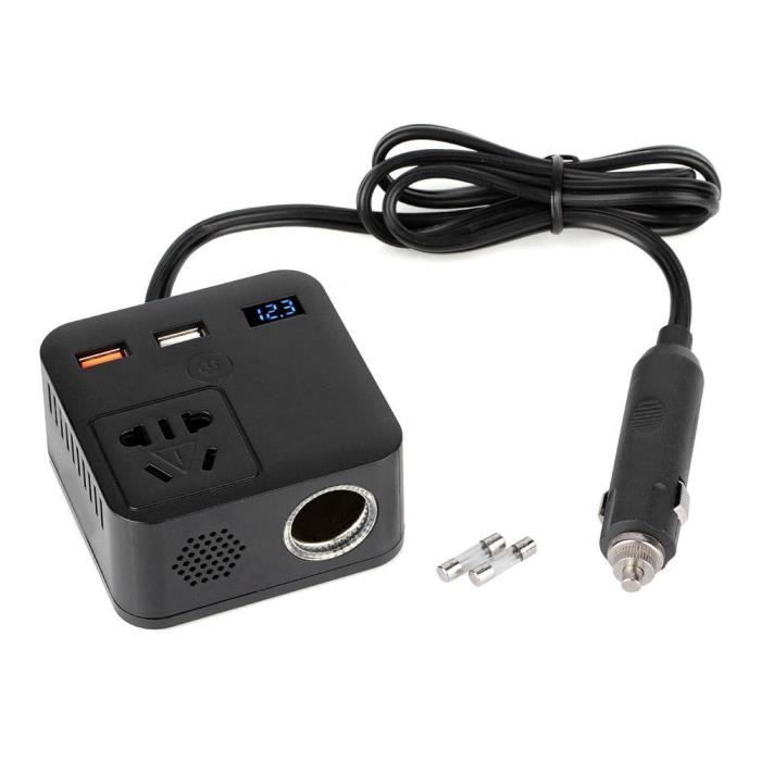 Drfeify onduleur 12V à 220V Convertisseur de puissance de tension d'inverseur de voiture 150W Transformateur QC3.0 Chargeur USB 12V