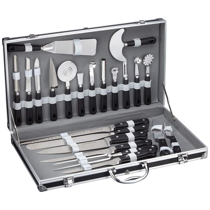 Pradel Excellence - 31123 - Valise Cuisinier 22 Pièces - 15 Ustensiles et 7 Couteaux de Cuisine