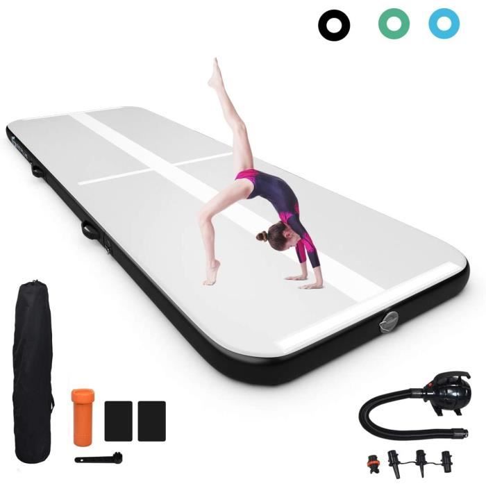 DREAMADE Tapis de Gymnastique Gonflable avec Pompe,Velcros,Sac,Accessoires pour Yoga,Danse,Fitness, 457 x 100 x 15CM