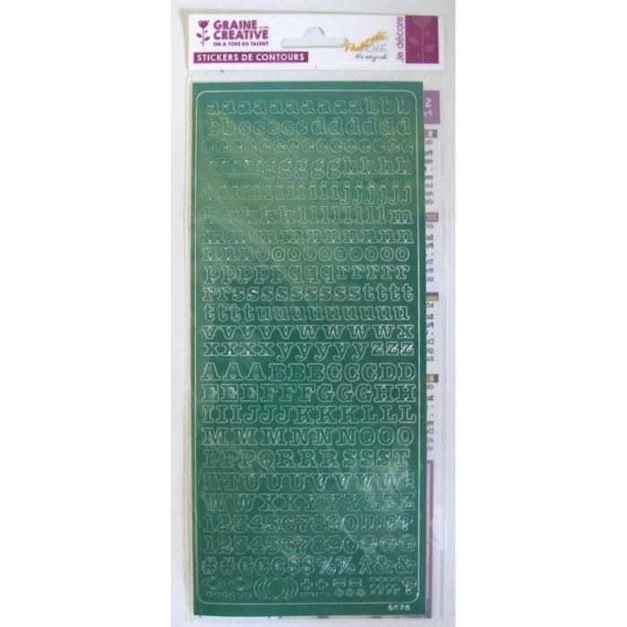 Graine créative - Stickers Alphabet PEEL OFF'S vert 10,5 x 23,2 cm