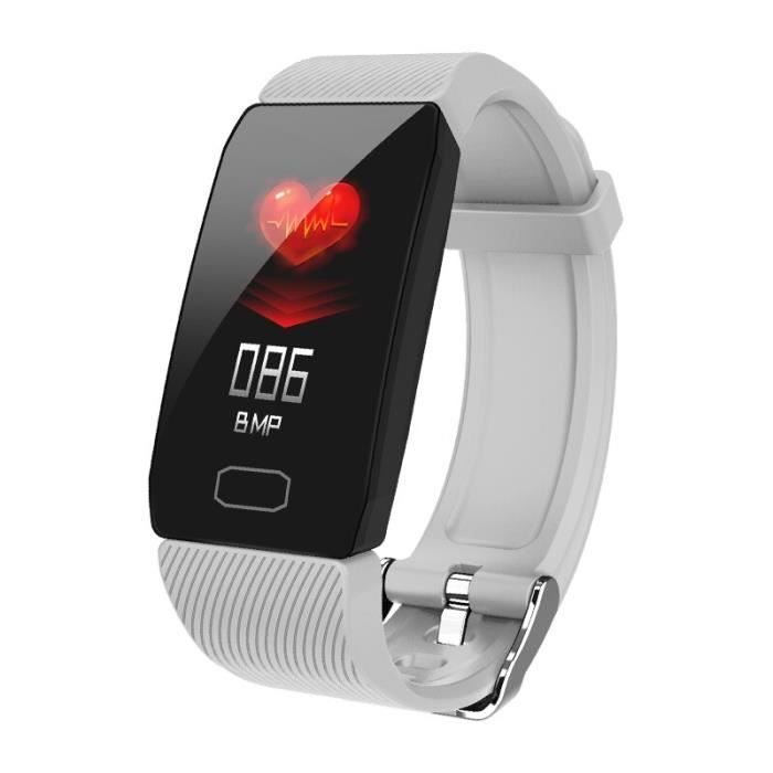 Bracelet intelligent Bracelet avec moniteur Fitness Tracker Tension artérielle Fréquence cardiaque Smart Band gris