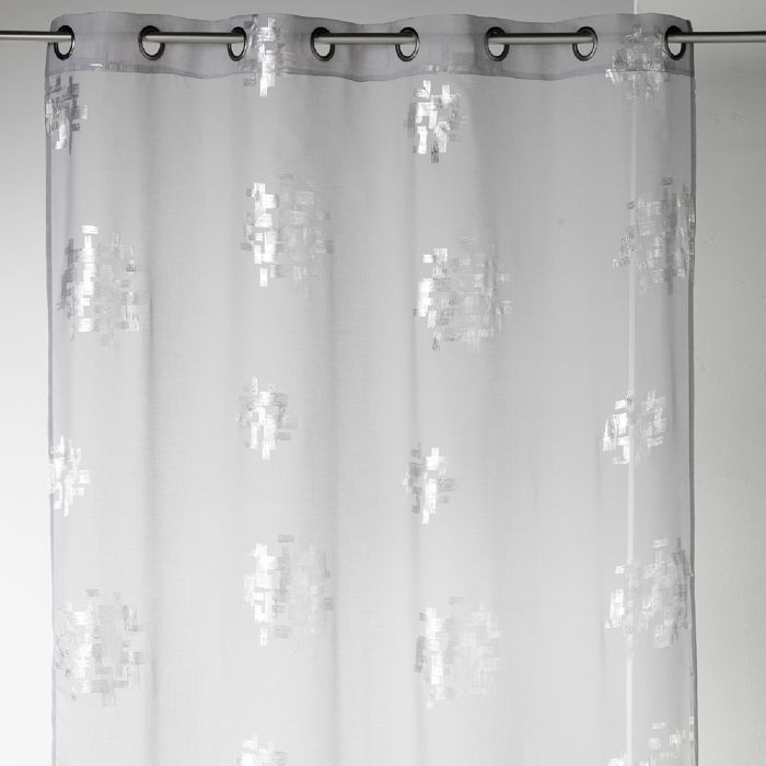 ANTIGUA Voilage Etamine Imprimé Métal - Gris - H 140 x L 240 cm