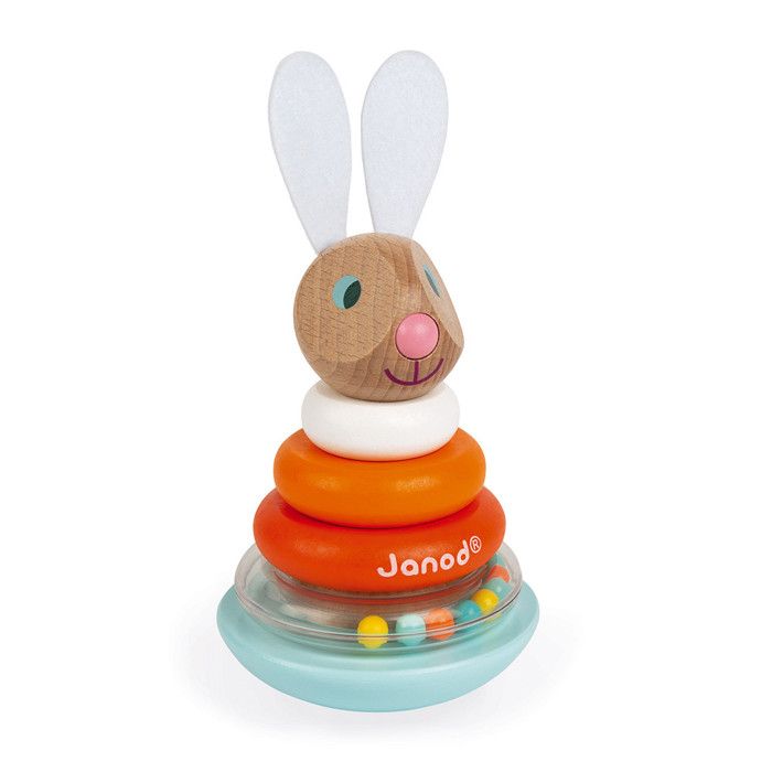 JANOD - Jouet d'éveil - Empilable Culbuto Janod Lapin (bois) - Dès 12 Mois