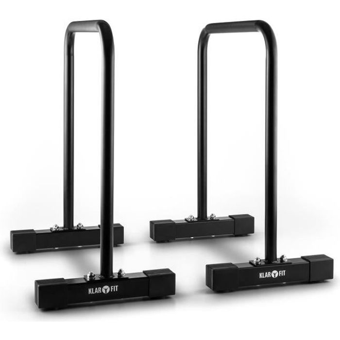CAPITAL SPORTS Barres parallèles fitness pour entraînement complet du corps (cadre en acier, supporte jusqu'à 180kg) –noir