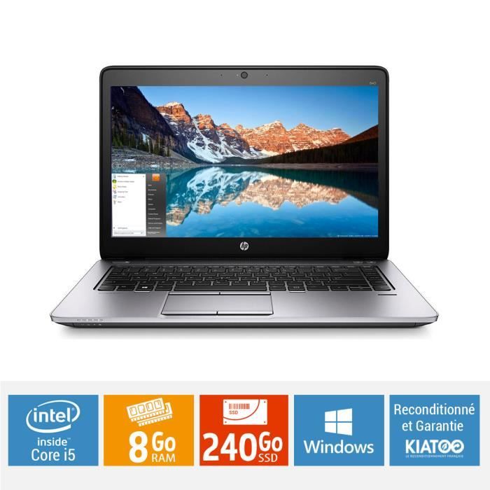 ORDINATEUR PORTABLE HP ELITEBOOK 840 G2 CORE I5 8 GO RAM 240 GO SSD DISQUE DUR