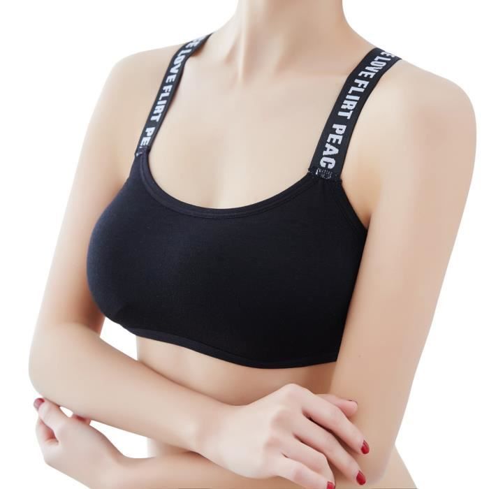 Femmes sexy Soutien-gorge rembourré Tops Lettre Gilet Crop Bustier plage débardeurs @Noir FREE