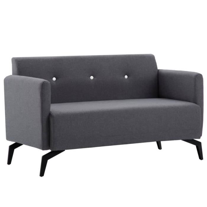 Canapé à 2 places Canapé Club Canapé de relaxation Revêtement en tissu 115x60x67 cm Gris foncé