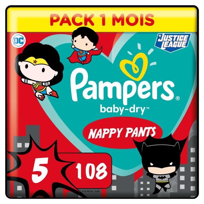 PAMPERS Couches-culottes Baby-Dry Pants Taille 5 - 108 culottes