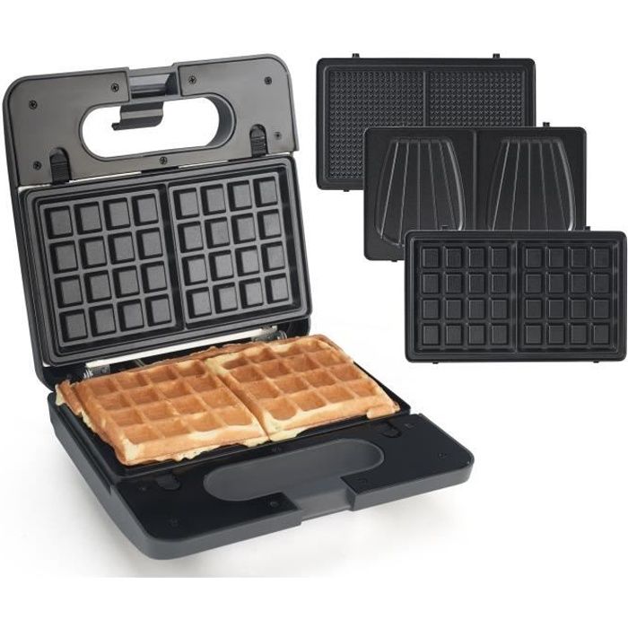 SENYA Gaufrier multifonction - Croque-monsieur - Gaufrettes - 2 empreintes - 750W - Waffle Party