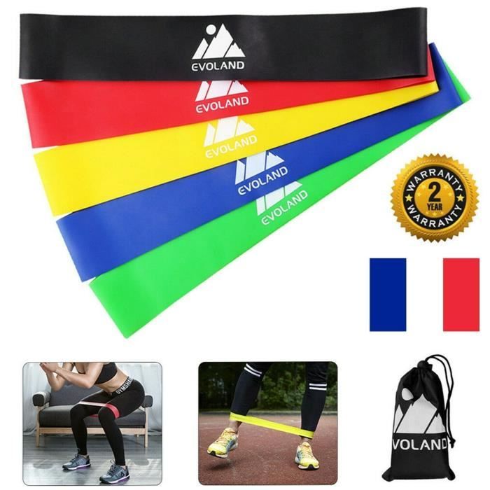 5pcs Bandes Resistance Élastique Fitness Musculation Yoga Sport GYM Pour Homme&Femme