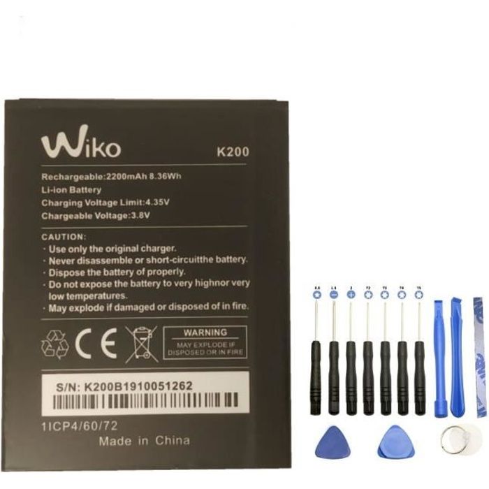 Batterie K200 pour Wiko Y50 + Kit outils 13 pièces
