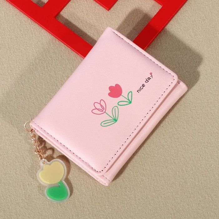 Petit Portefeuille Femme Farcauo Motif Floral Violet - 7 Fentes Cartes, Poche Zippée, Cuir PU, 12,5 X 9,5 Cm