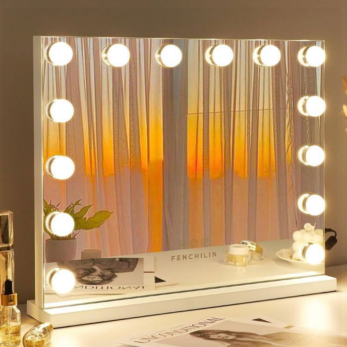 Miroir De Maquillage Avec éclairage LED – 3 Couleurs De Lumière, Contrôle Tactile, Rotatif 360° – 25 X 30 Cm