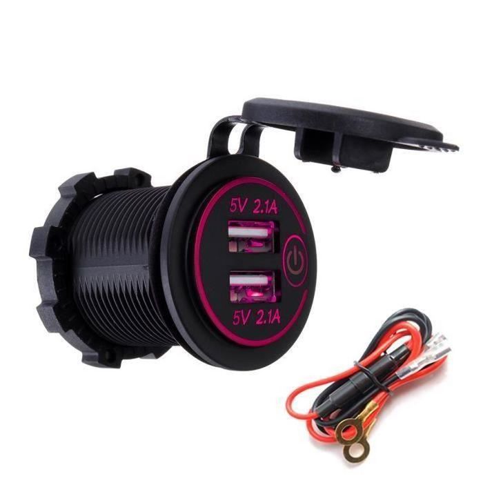 Prise Allume-Cigare Étanche CGEAMDY - Chargeur USB Universel Voiture 12-24V Avec Câble